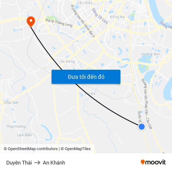 Duyên Thái to An Khánh map