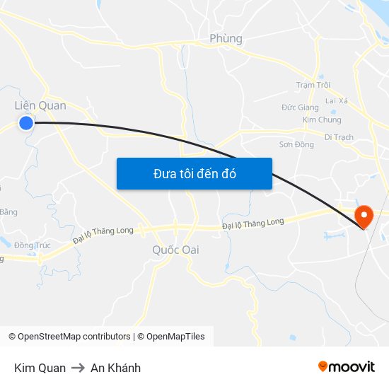 Kim Quan to An Khánh map
