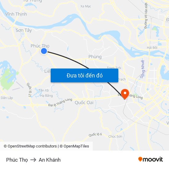 Phúc Thọ to An Khánh map