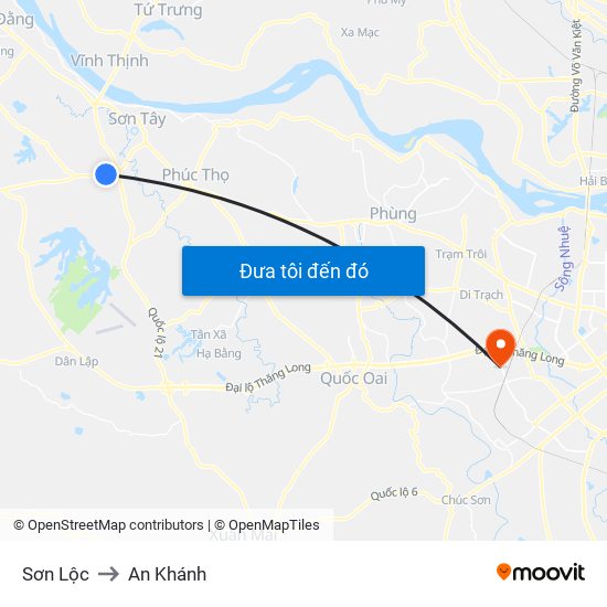 Sơn Lộc to An Khánh map