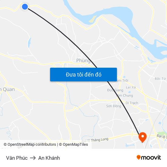 Vân Phúc to An Khánh map