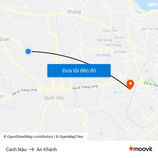 Canh Nậu to An Khánh map
