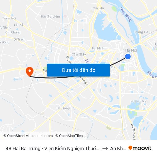 48 Hai Bà Trưng - Viện Kiểm Nghiệm Thuốc Trung Ương to An Khánh map