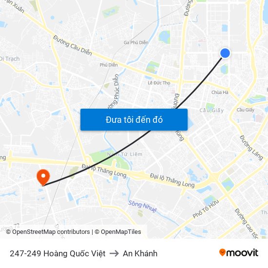 247-249 Hoàng Quốc Việt to An Khánh map
