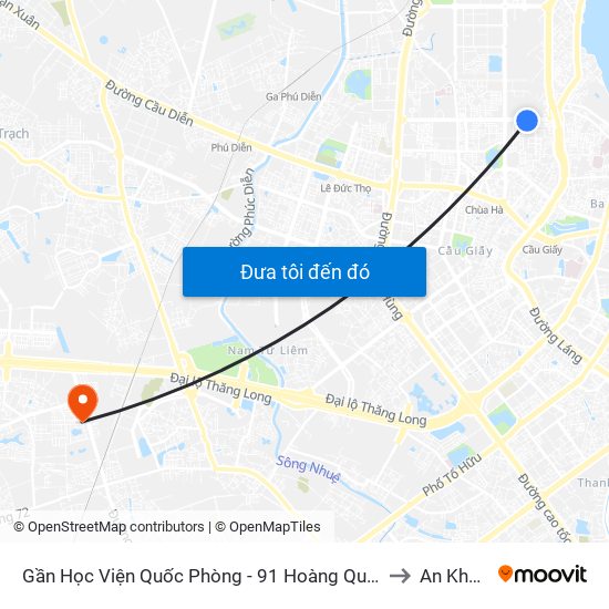 Gần Học Viện Quốc Phòng - 91 Hoàng Quốc Việt to An Khánh map