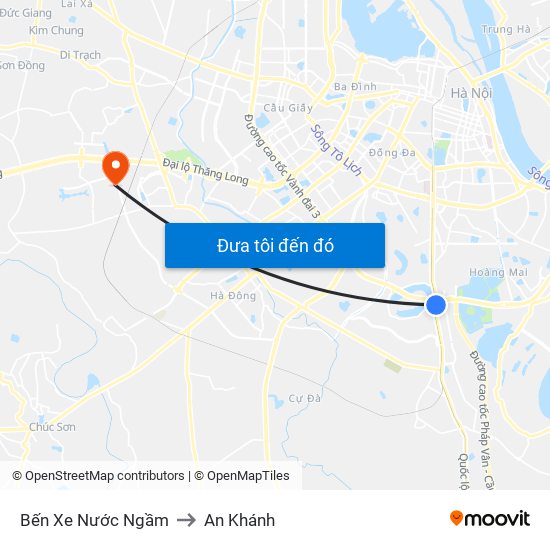 Bến Xe Nước Ngầm to An Khánh map