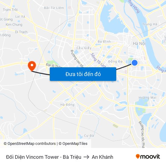 Đối Diện Vincom Tower - Bà Triệu to An Khánh map