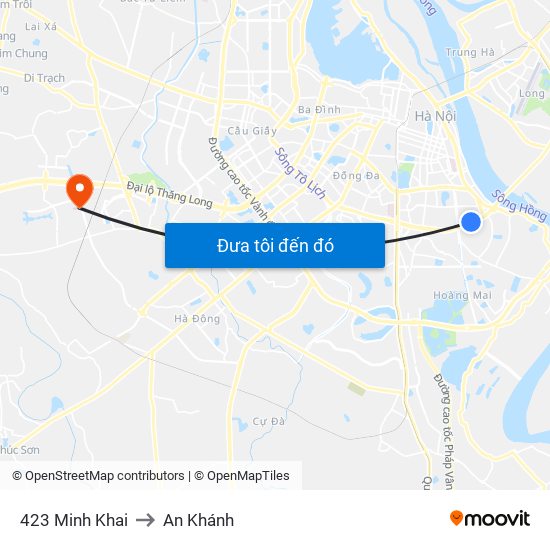 423 Minh Khai to An Khánh map