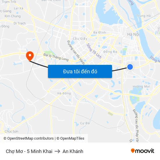 Chợ Mơ - 5 Minh Khai to An Khánh map