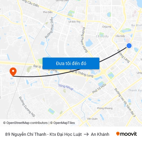 89 Nguyễn Chí Thanh - Ktx Đại Học Luật to An Khánh map