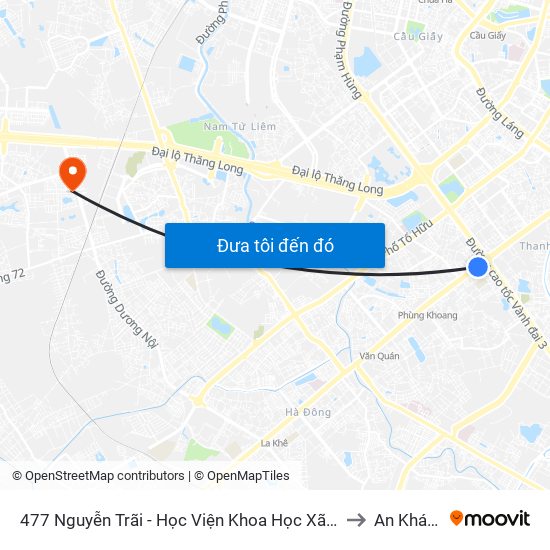 477 Nguyễn Trãi - Học Viện Khoa Học Xã Hội to An Khánh map