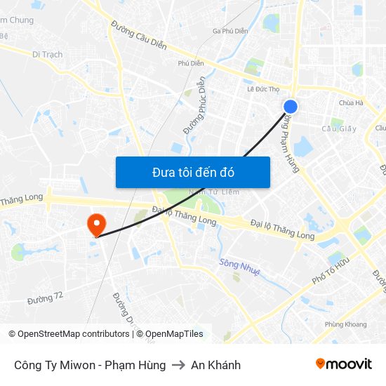 Công Ty Miwon - Phạm Hùng to An Khánh map