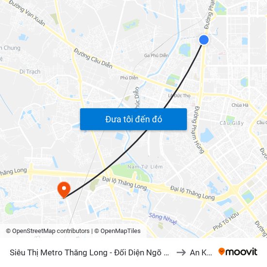 Siêu Thị Metro Thăng Long - Đối Diện Ngõ 599 Phạm Văn Đồng to An Khánh map