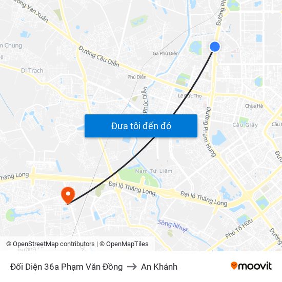 Đối Diện 36a Phạm Văn Đồng to An Khánh map