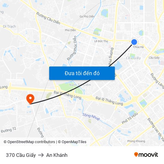 370 Cầu Giấy to An Khánh map