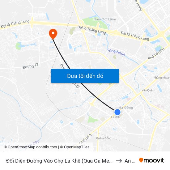 Đối Diện Đường Vào Chợ La Khê (Qua Ga Metro La Khê) - 405 Quang Trung (Hà Đông) to An Khánh map