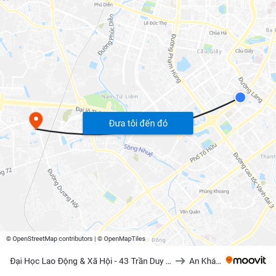 Đại Học Lao Động & Xã Hội - 43 Trần Duy Hưng to An Khánh map
