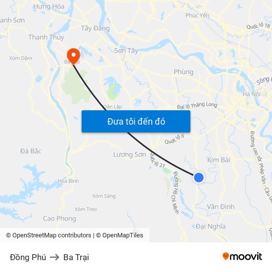 Đồng Phú to Ba Trại map