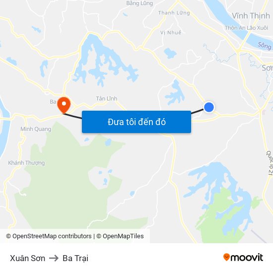 Xuân Sơn to Ba Trại map