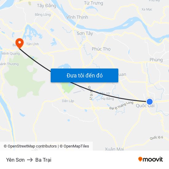 Yên Sơn to Ba Trại map