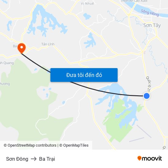 Sơn Đông to Ba Trại map