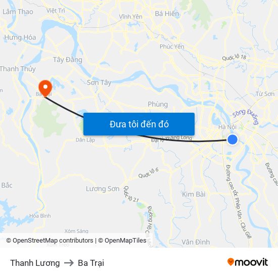 Thanh Lương to Ba Trại map