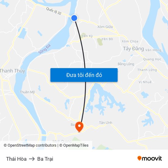 Thái Hòa to Ba Trại map