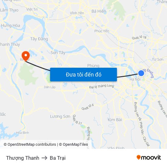 Thượng Thanh to Ba Trại map