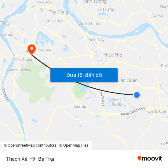 Thạch Xá to Ba Trại map