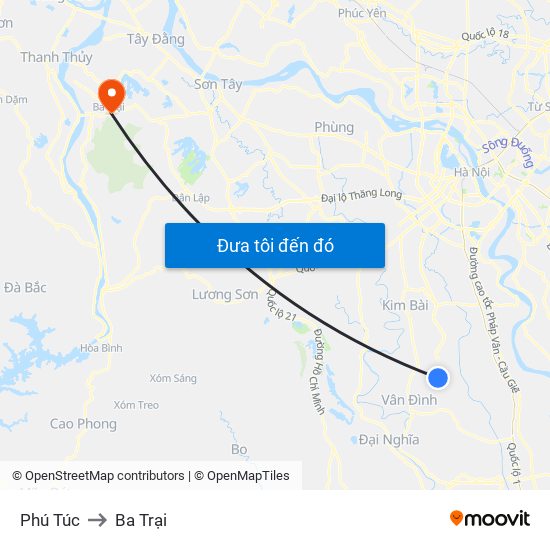 Phú Túc to Ba Trại map