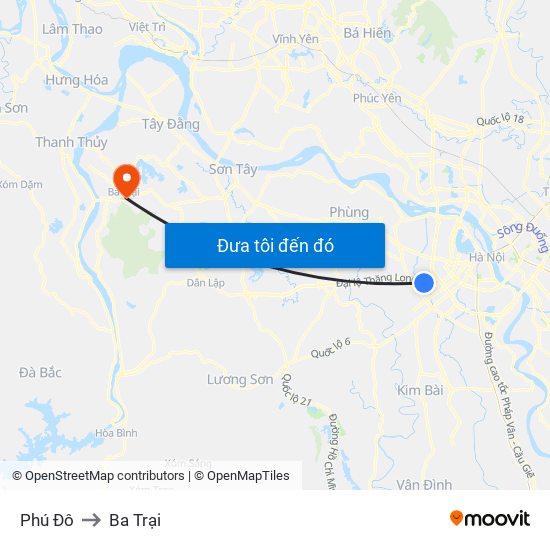 Phú Đô to Ba Trại map