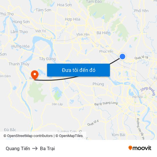 Quang Tiến to Ba Trại map