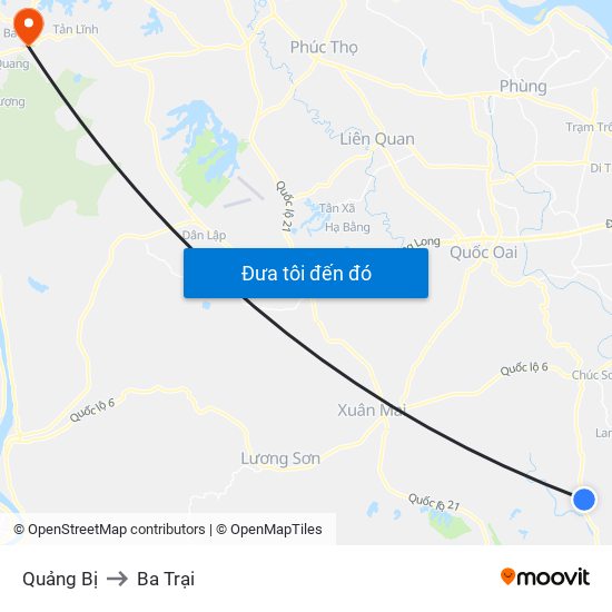 Quảng Bị to Ba Trại map