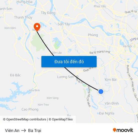 Viên An to Ba Trại map