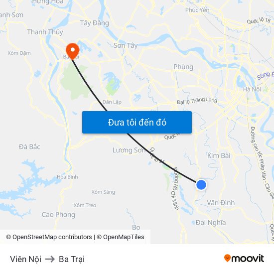 Viên Nội to Ba Trại map