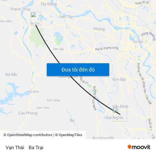 Vạn Thái to Ba Trại map