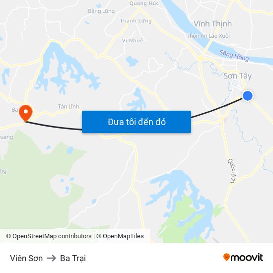 Viên Sơn to Ba Trại map