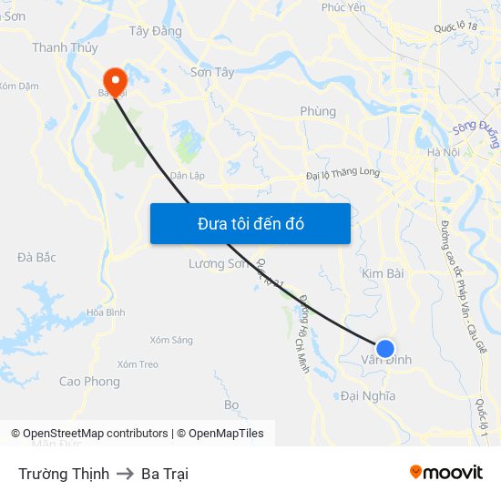 Trường Thịnh to Ba Trại map