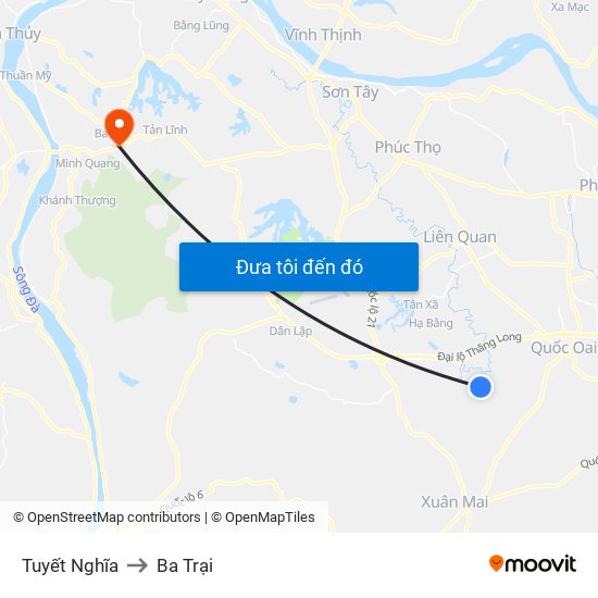 Tuyết Nghĩa to Ba Trại map