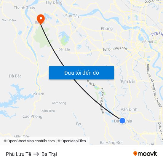 Phù Lưu Tế to Ba Trại map