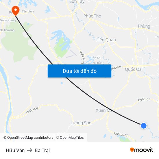 Hữu Văn to Ba Trại map