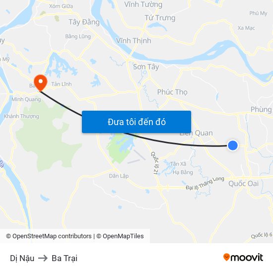 Dị Nậu to Ba Trại map