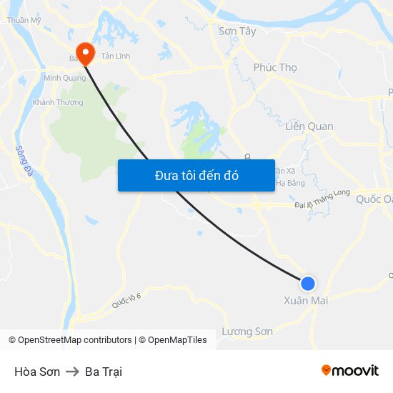Hòa Sơn to Ba Trại map
