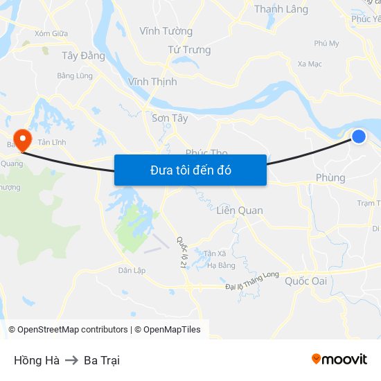 Hồng Hà to Ba Trại map