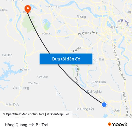 Hồng Quang to Ba Trại map