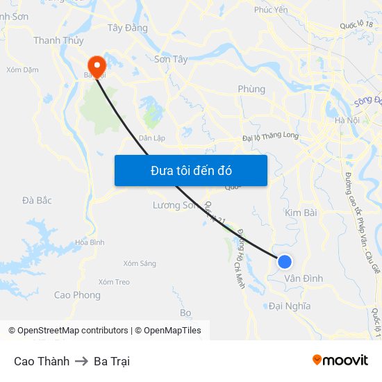 Cao Thành to Ba Trại map