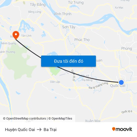 Huyện Quốc Oai to Ba Trại map