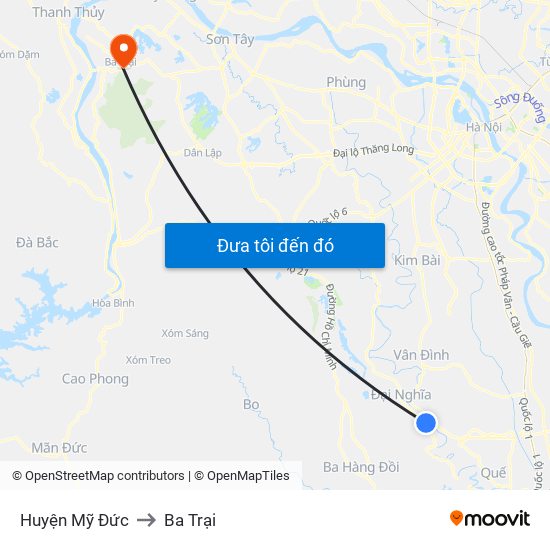 Huyện Mỹ Đức to Ba Trại map