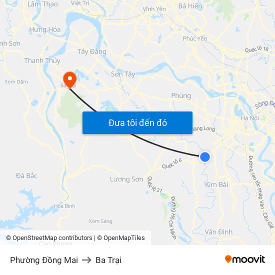 Phường Đồng Mai to Ba Trại map