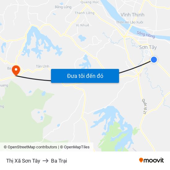 Thị Xã Sơn Tây to Ba Trại map